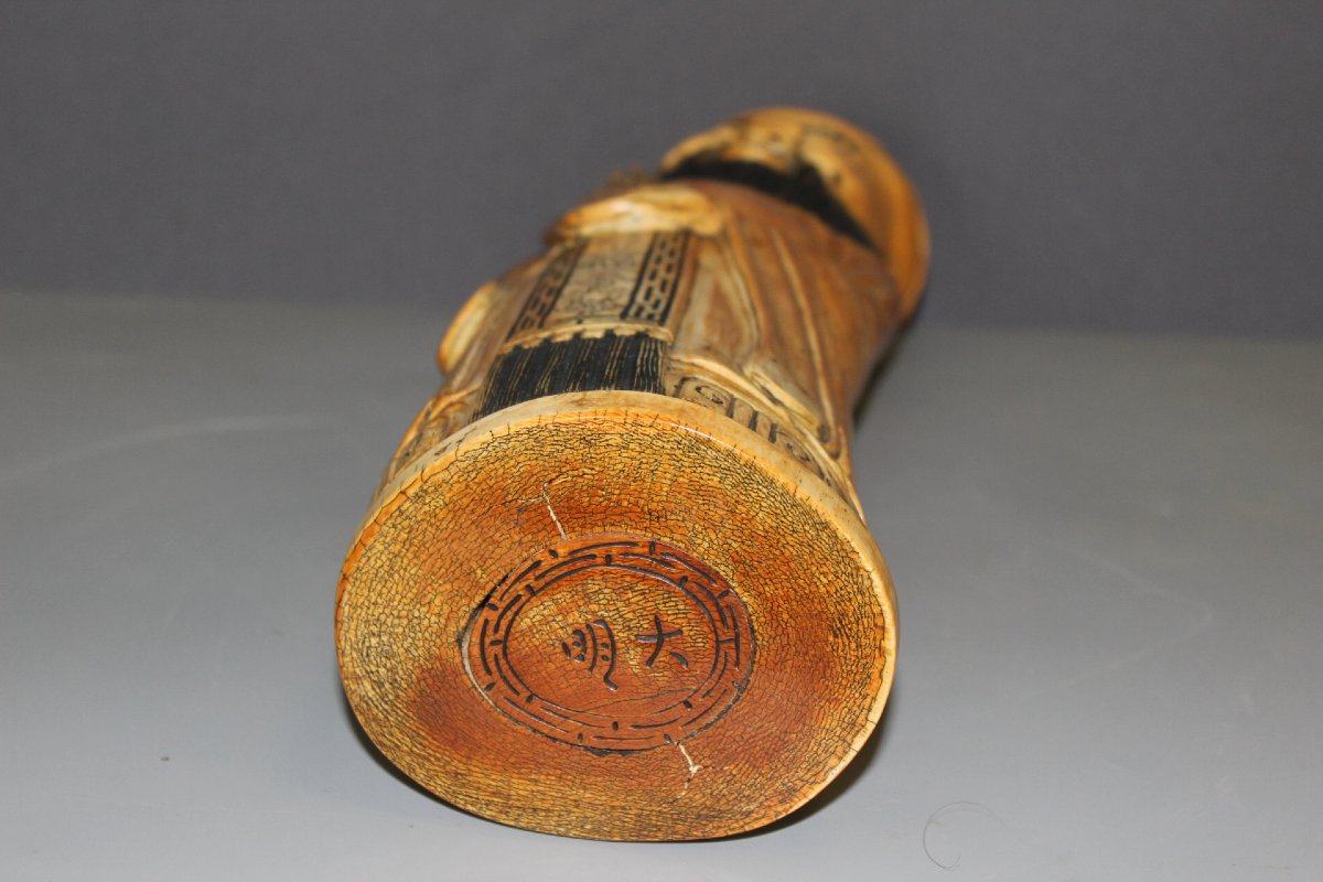 Sage Chinois en ivoire de Mammouth par Shao Lao , 41 cm -photo-3