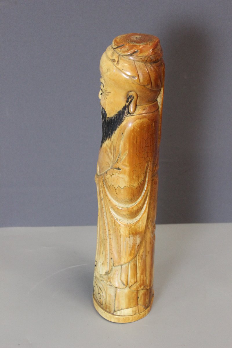 Sage Chinois en ivoire de Mammouth par Shao Lao , 41 cm -photo-4