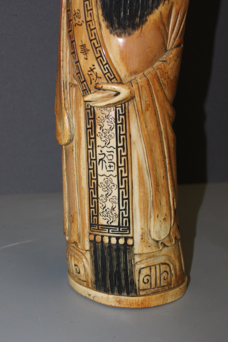 Sage Chinois en ivoire de Mammouth par Shao Lao , 41 cm -photo-5