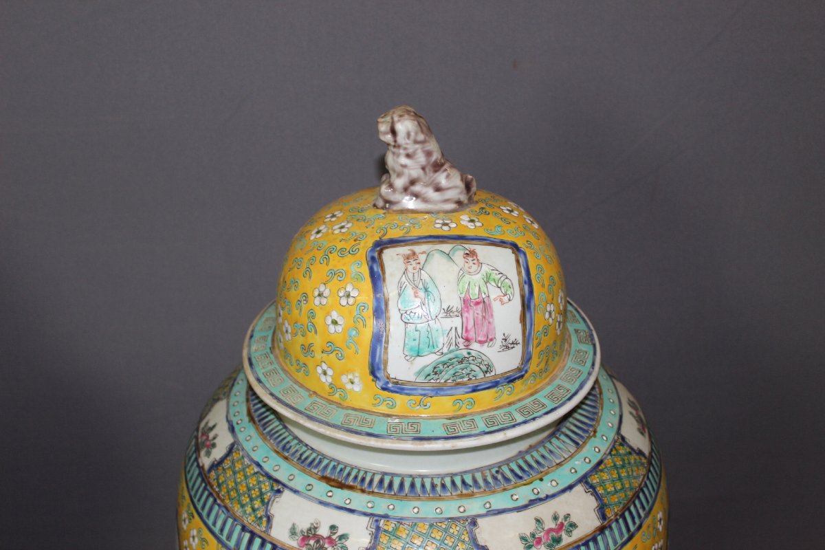 Paire de Vases Chinois d'Apparat sur socle en Bois XX-photo-4