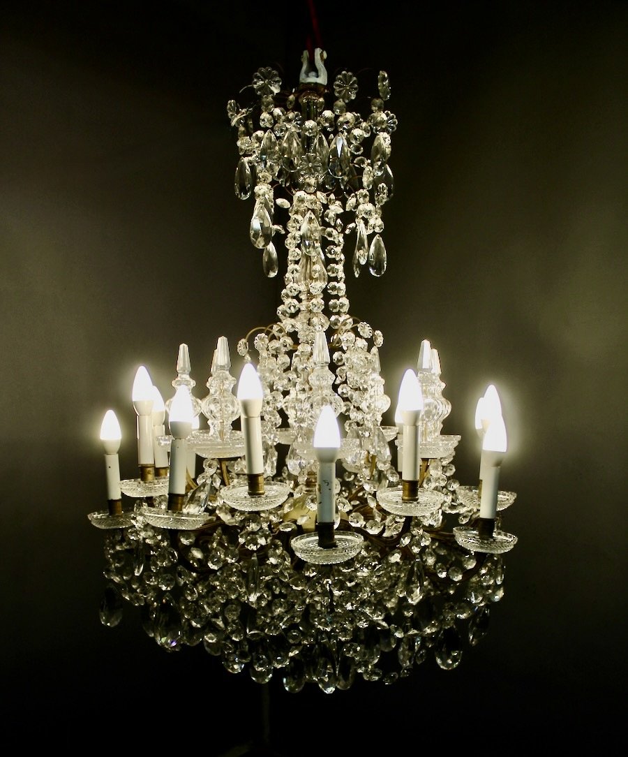 Lustre à Pampilles à Seize Lumières , Diamètre 85 cm-photo-2