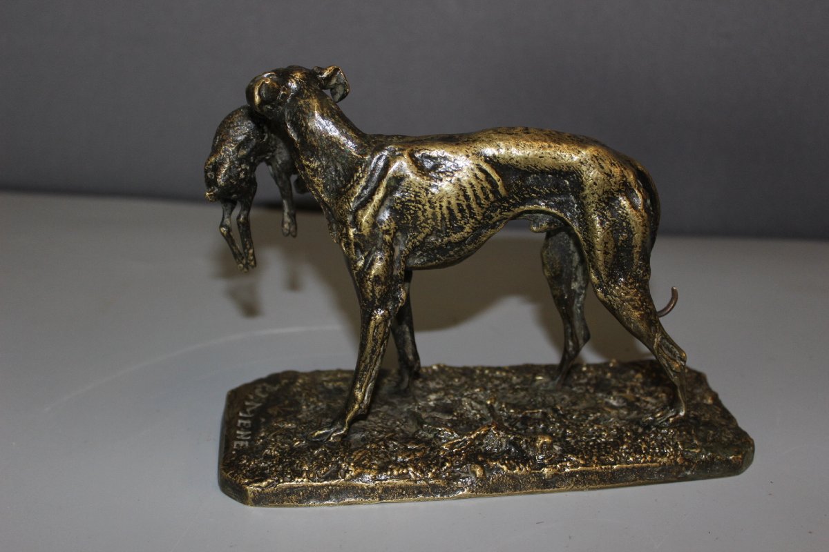 "greyhound And Hare" By Pierre Jules Mene, 19th Century-photo-4