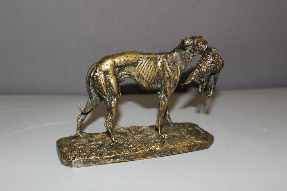 "greyhound And Hare" By Pierre Jules Mene, 19th Century-photo-5