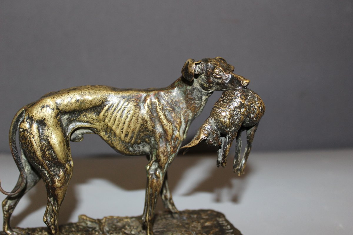 "greyhound And Hare" By Pierre Jules Mene, 19th Century-photo-7