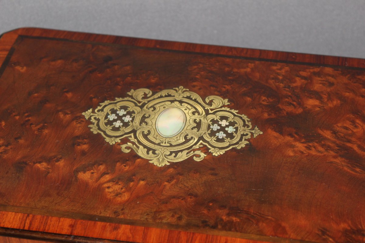 Napoleon III-style Box In Thuja And Rosewood Marquetry, Late 19th Century-photo-4