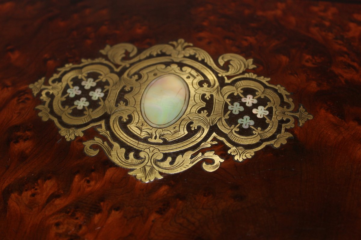 Napoleon III-style Box In Thuja And Rosewood Marquetry, Late 19th Century-photo-1