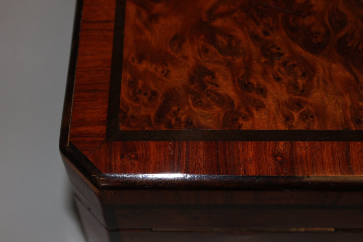 Napoleon III-style Box In Thuja And Rosewood Marquetry, Late 19th Century-photo-2