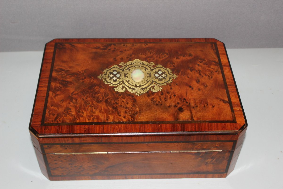 Napoleon III-style Box In Thuja And Rosewood Marquetry, Late 19th Century-photo-4