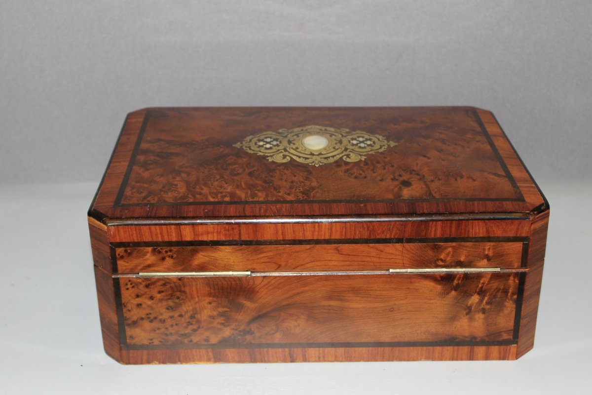 Napoleon III-style Box In Thuja And Rosewood Marquetry, Late 19th Century-photo-5
