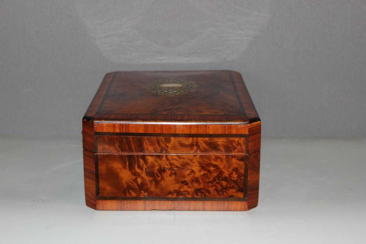 Napoleon III-style Box In Thuja And Rosewood Marquetry, Late 19th Century-photo-6