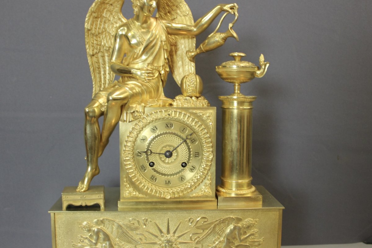 Antique-style Gilded Bronze Clock, Early 19th Century-photo-2