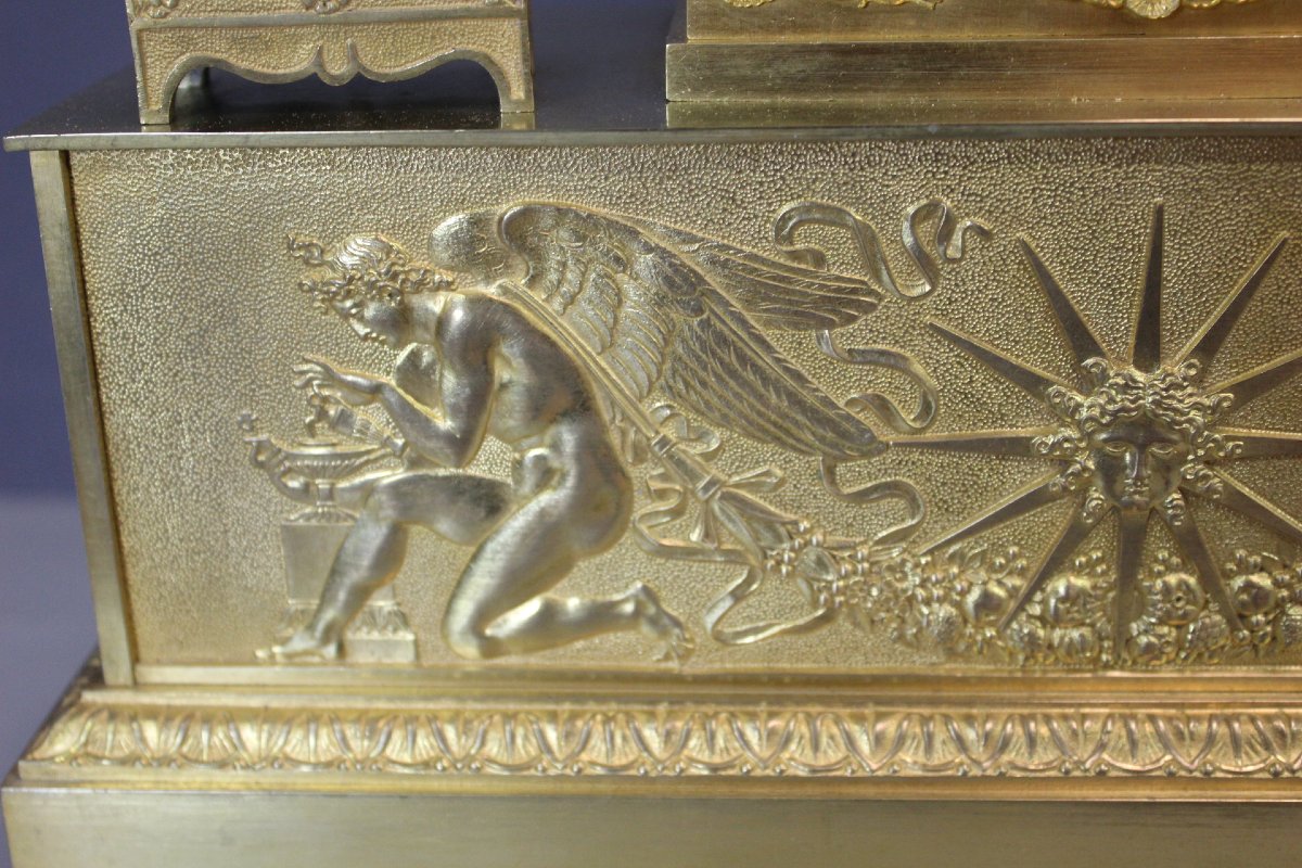 Antique-style Gilded Bronze Clock, Early 19th Century-photo-3