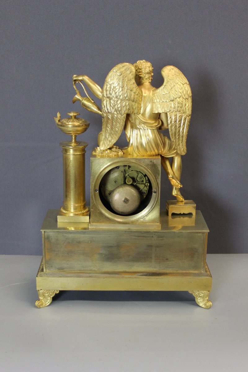 Antique-style Gilded Bronze Clock, Early 19th Century-photo-4