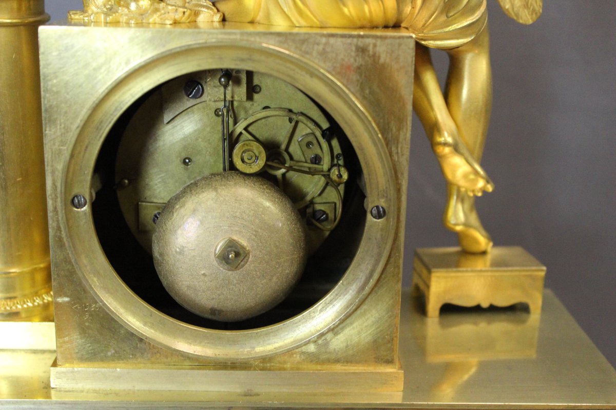 Antique-style Gilded Bronze Clock, Early 19th Century-photo-5
