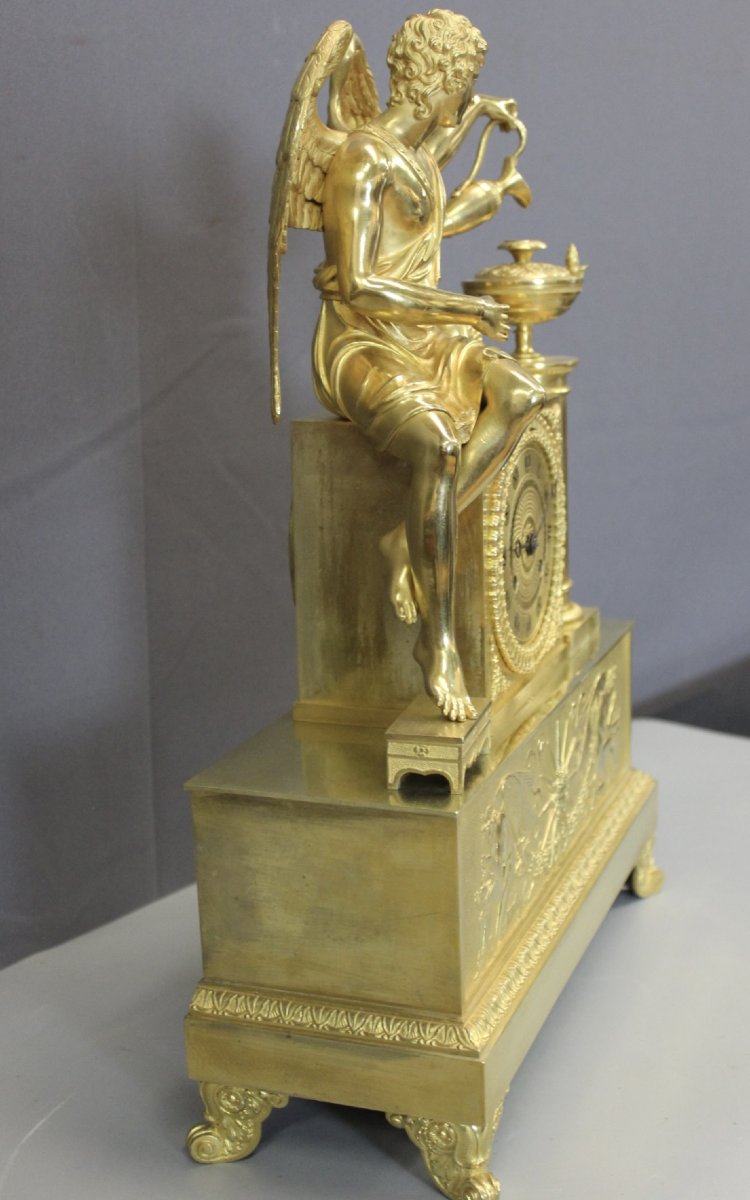 Antique-style Gilded Bronze Clock, Early 19th Century-photo-6
