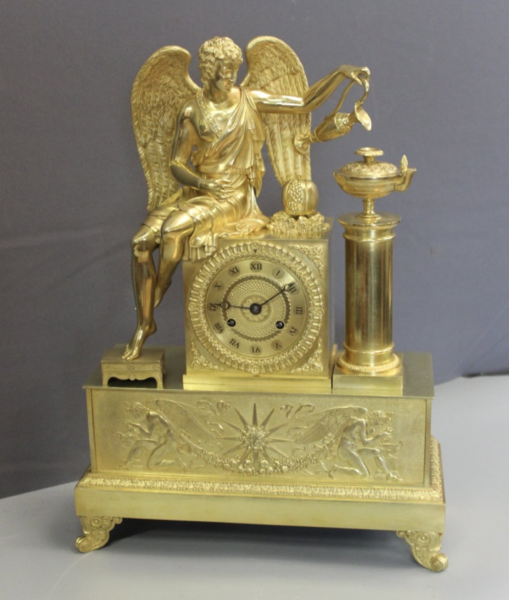 Antique-style Gilded Bronze Clock, Early 19th Century-photo-7