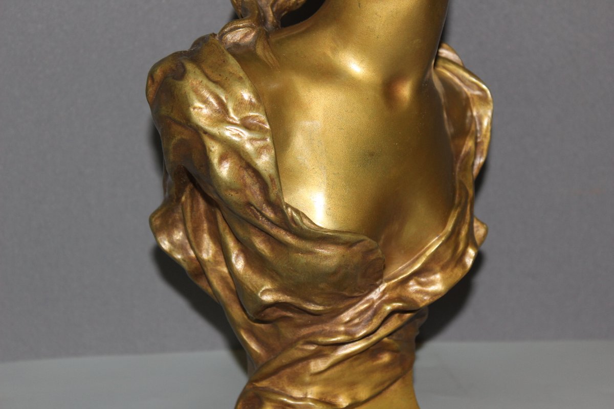 Bronze Sculpture "the Young Girl With The Bicorne" By Luigi Balliani, Circa 1900-photo-3