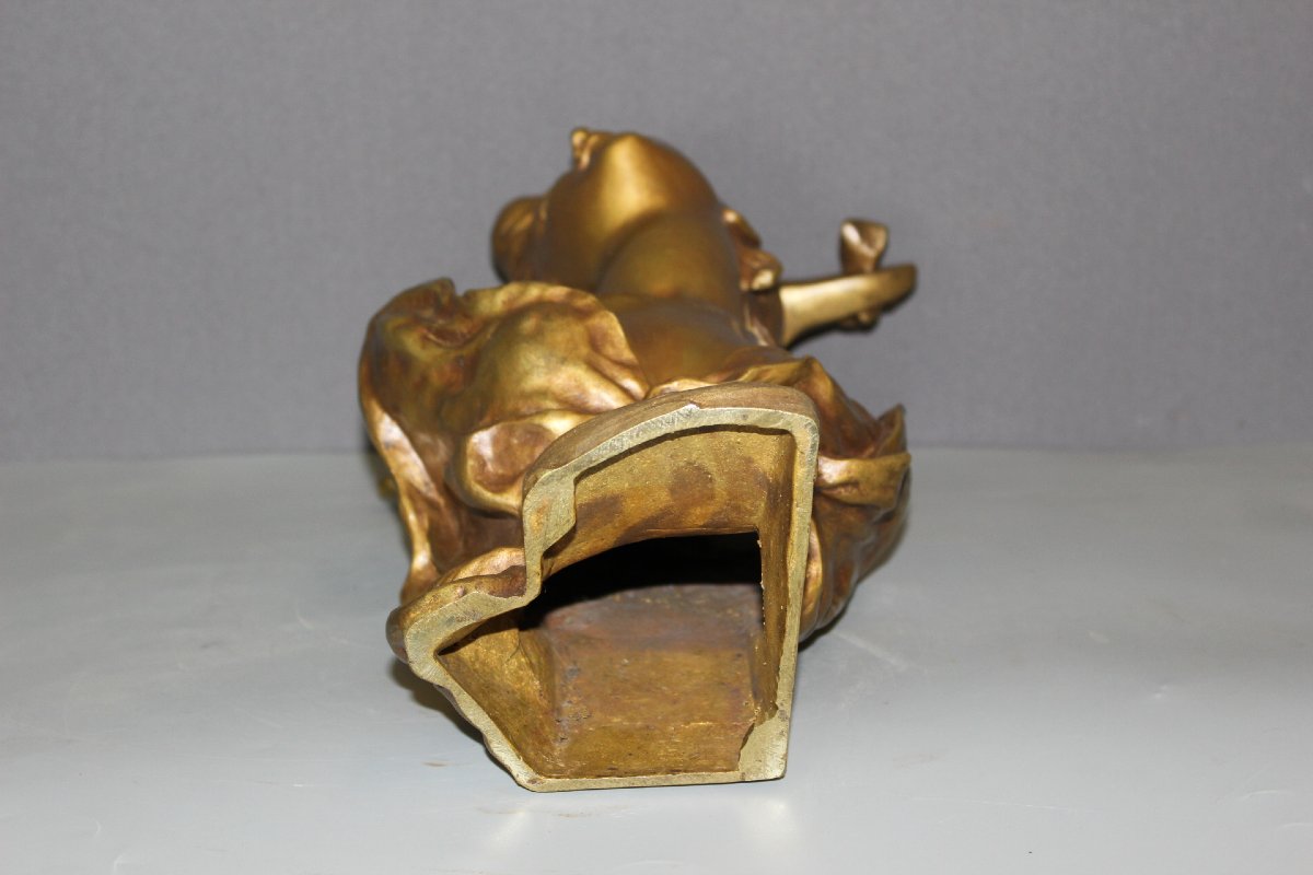 Bronze Sculpture "the Young Girl With The Bicorne" By Luigi Balliani, Circa 1900-photo-6