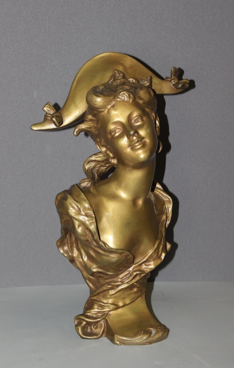 Bronze Sculpture "the Young Girl With The Bicorne" By Luigi Balliani, Circa 1900-photo-8