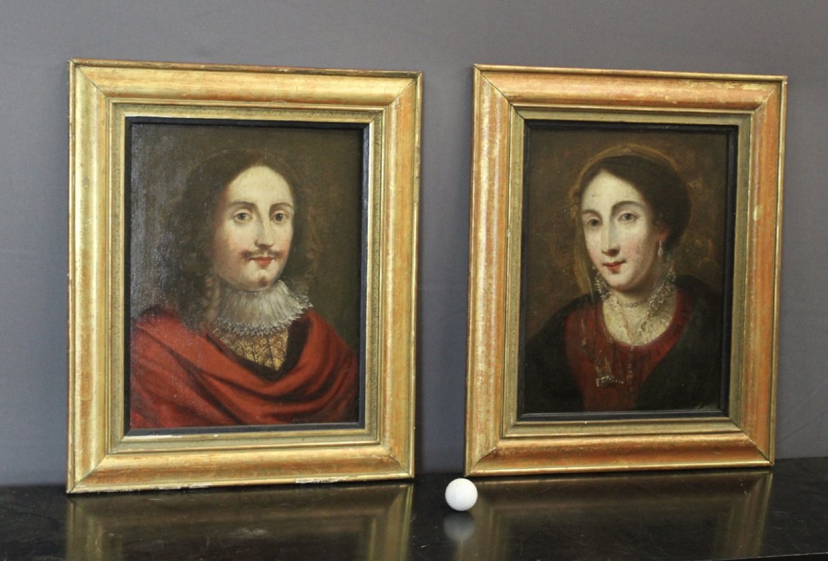 Paire de Portraits , Ecole Française du XVIIe-photo-2