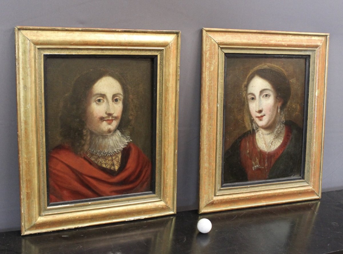 Paire de Portraits , Ecole Française du XVIIe-photo-8