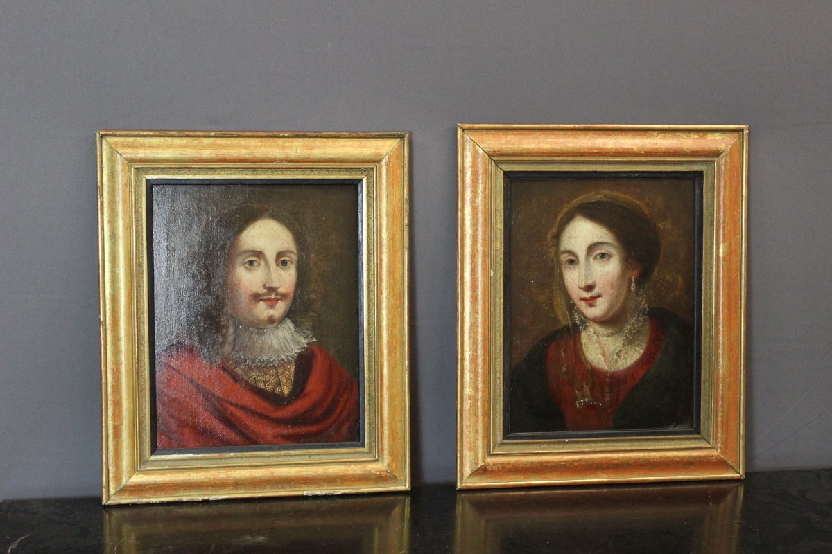 Paire de Portraits , Ecole Française du XVIIe