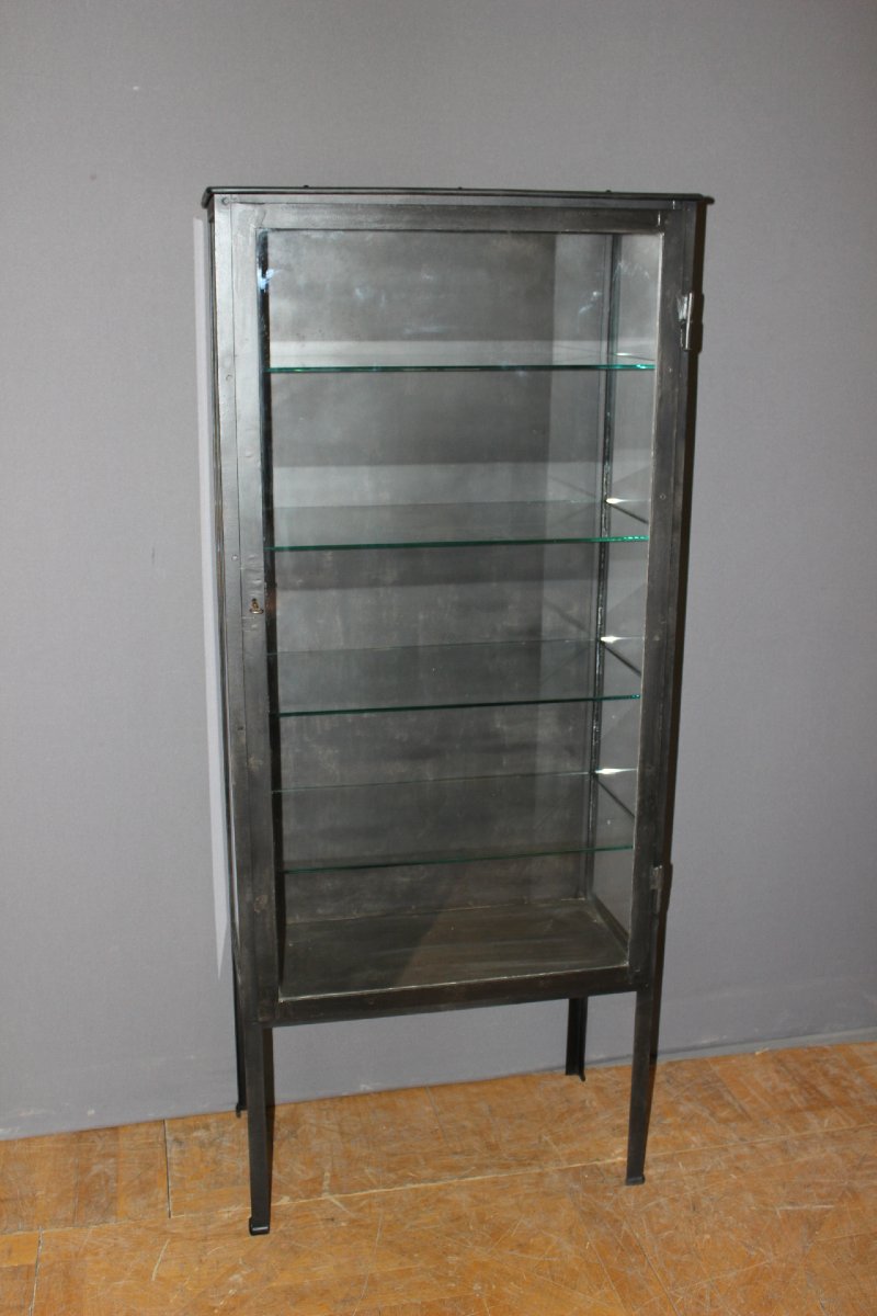 Vitrine en fer laqué noir vers 1920-photo-8
