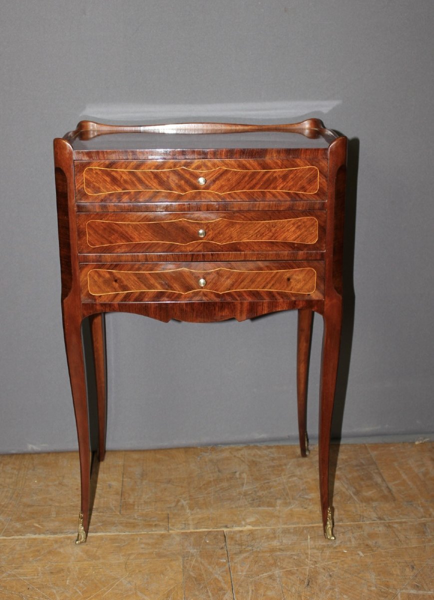 Pair Of Louis XV-style Nightstands With 20th-century Marquetry-photo-2