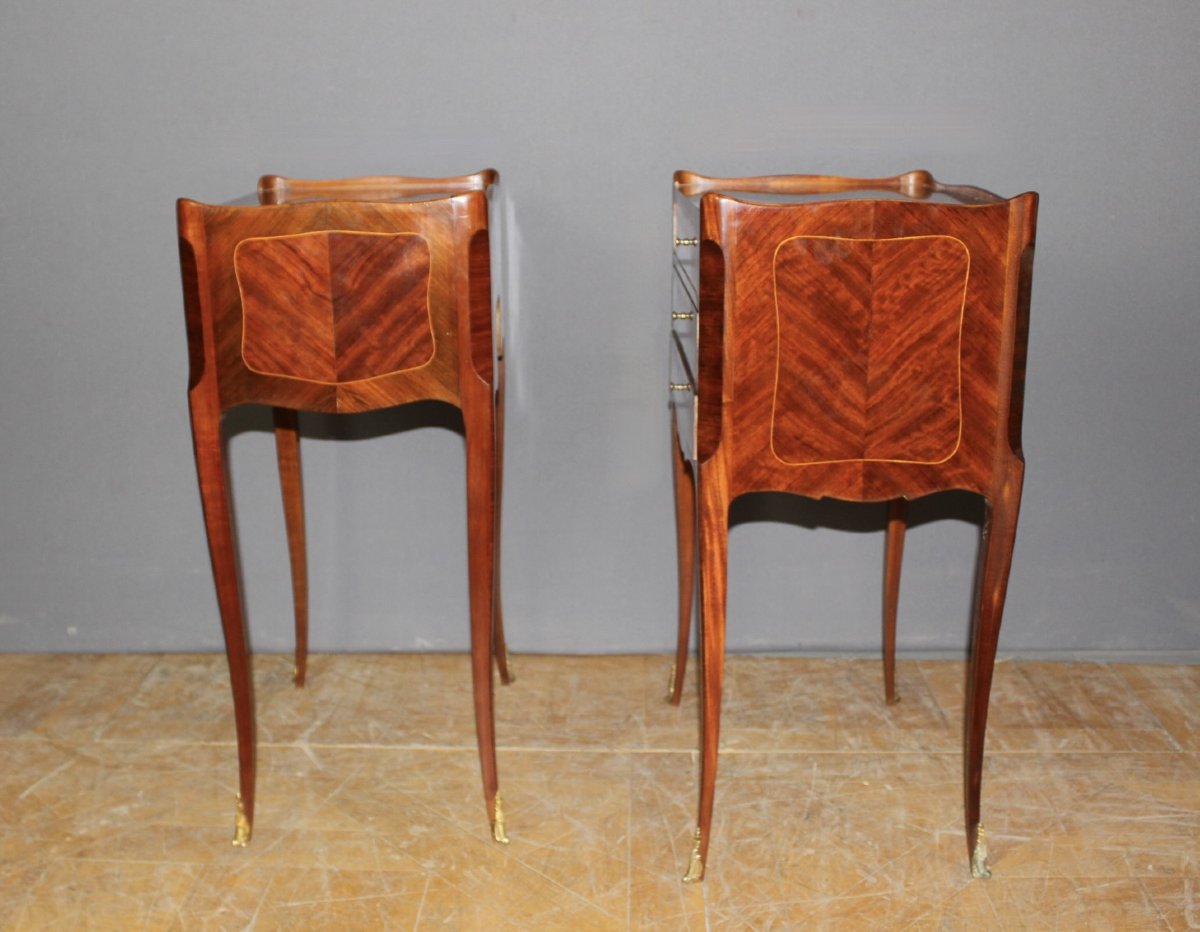 Pair Of Louis XV-style Nightstands With 20th-century Marquetry-photo-4