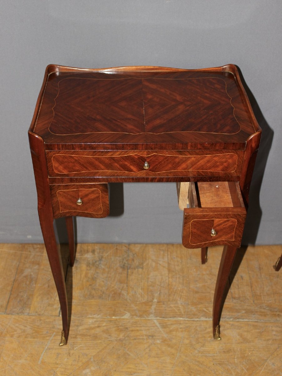 Pair Of Louis XV-style Nightstands With 20th-century Marquetry-photo-3