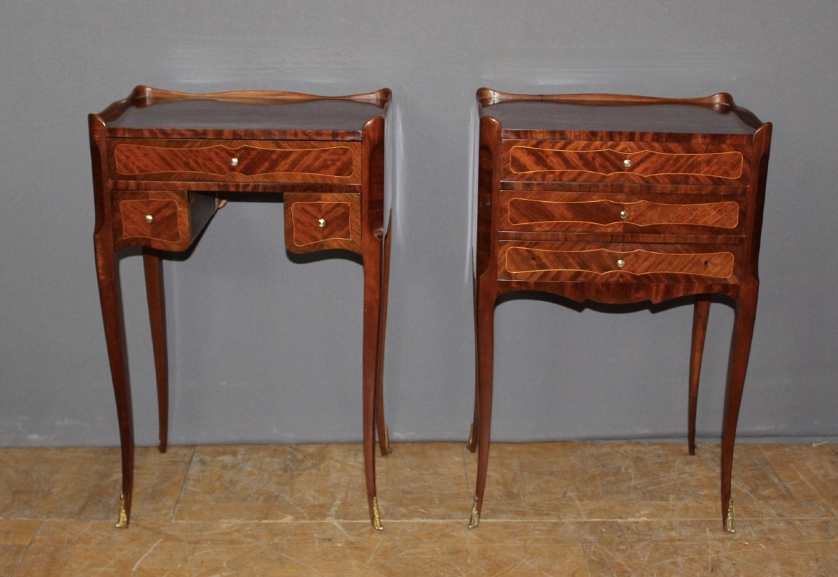 Pair Of Louis XV-style Nightstands With 20th-century Marquetry