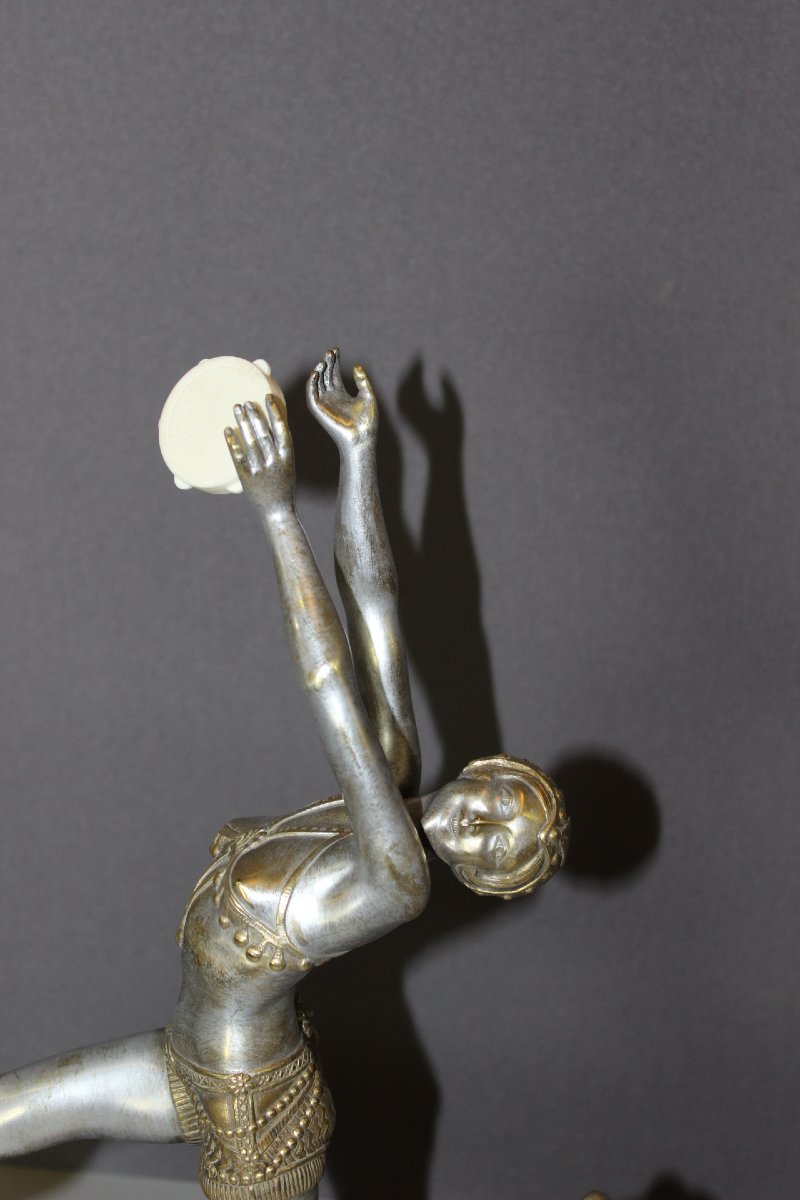 Sculpture de Femme au Tambourin Art Déco par Mirval-photo-4