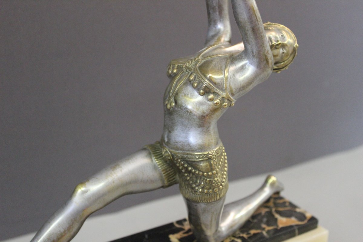 Sculpture de Femme au Tambourin Art Déco par Mirval-photo-4