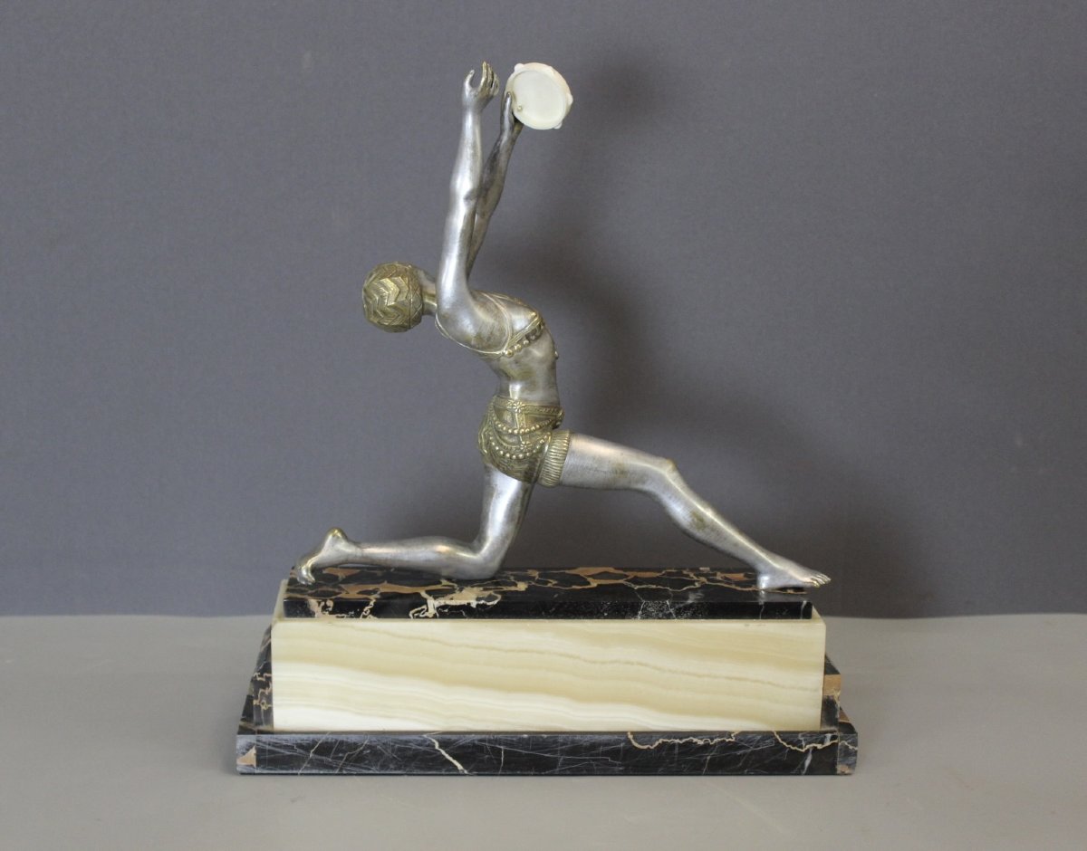 Sculpture de Femme au Tambourin Art Déco par Mirval-photo-6