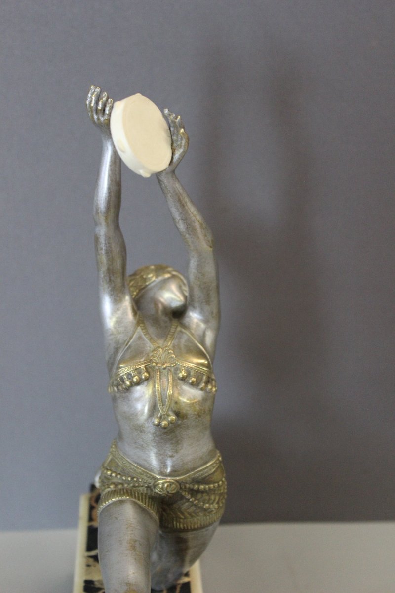 Sculpture de Femme au Tambourin Art Déco par Mirval-photo-8