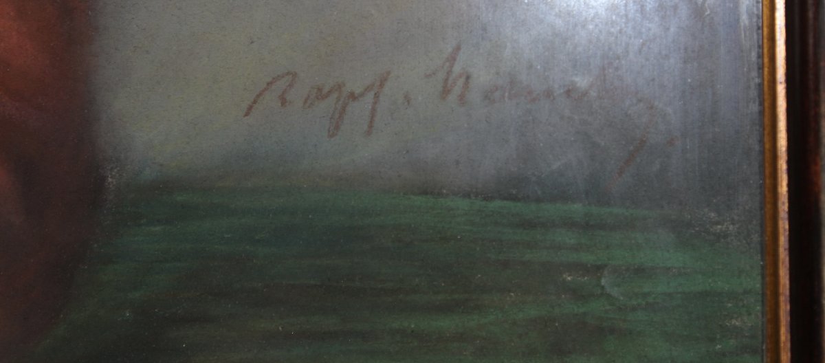 Pastel, "the Seated Child," 122/81 Cm, Ca. 1890-photo-4