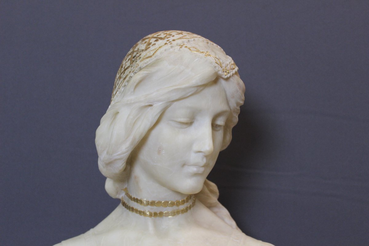 Bust Of A Young Woman With A Golden Headdress, Circa 1900-photo-4