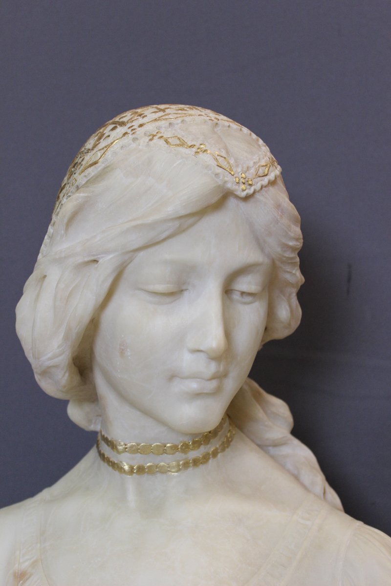 Bust Of A Young Woman With A Golden Headdress, Circa 1900-photo-4