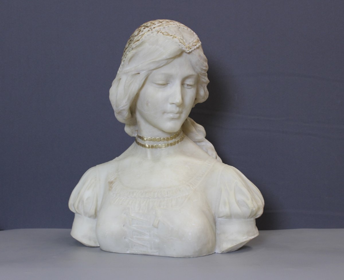 Bust Of A Young Woman With A Golden Headdress, Circa 1900-photo-7