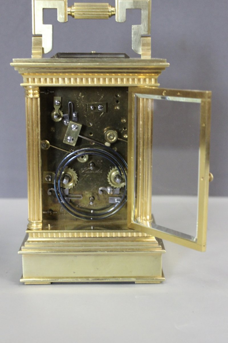 Pendulette de Voyage , Bronze Doré , par Bailly Whihel Lyon-photo-3