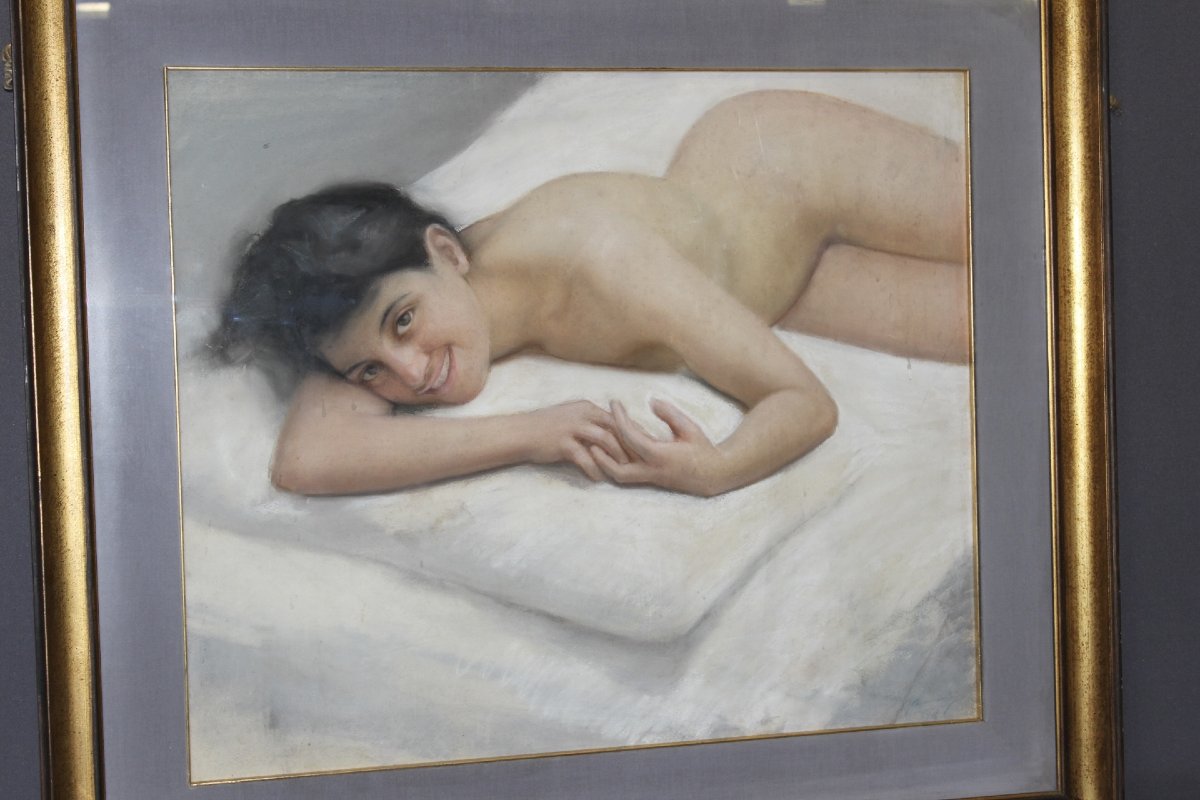 Grand Pastel de Nu Féminin , Ecole française , Daté 1924-photo-2