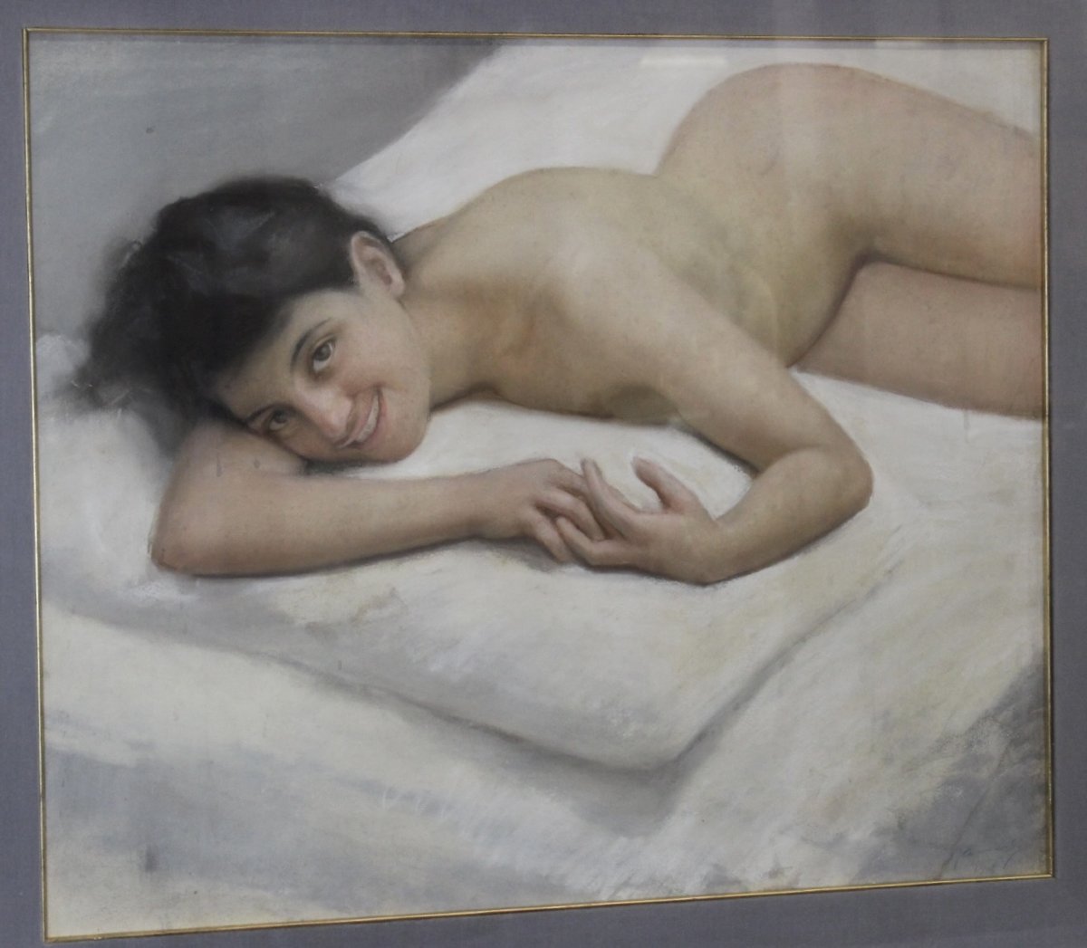 Grand Pastel de Nu Féminin , Ecole française , Daté 1924-photo-3