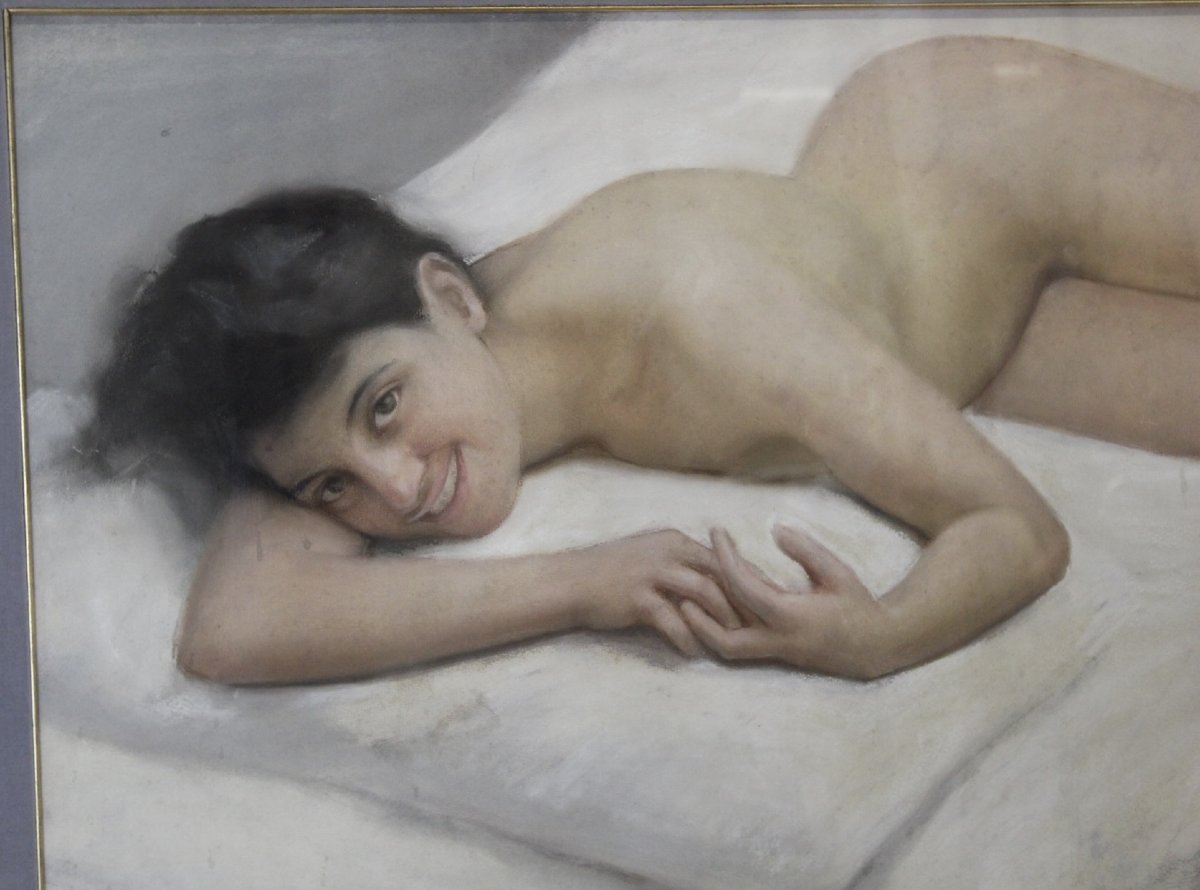 Grand Pastel de Nu Féminin , Ecole française , Daté 1924-photo-1