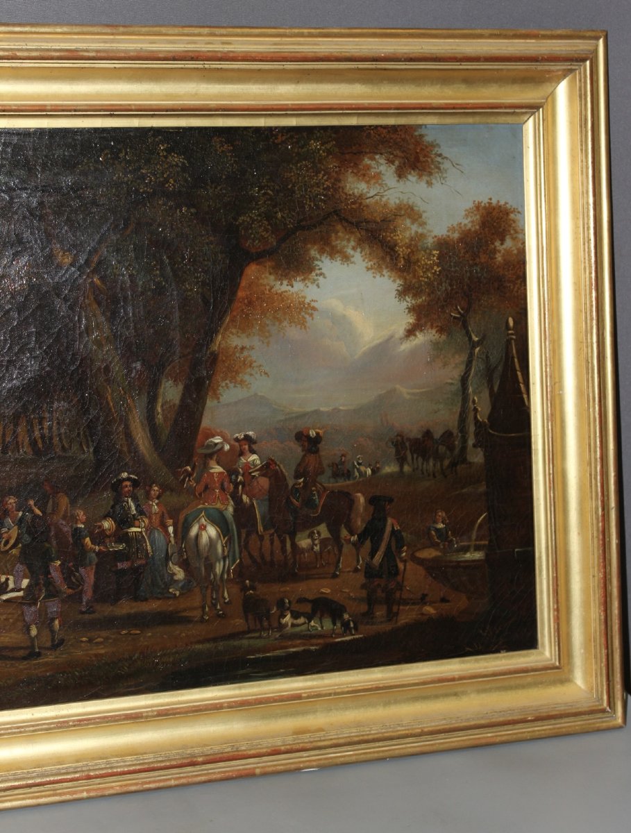 Huile sur Toile " retour de Chasse aux Faucons " par Chevallier XIXe-photo-6