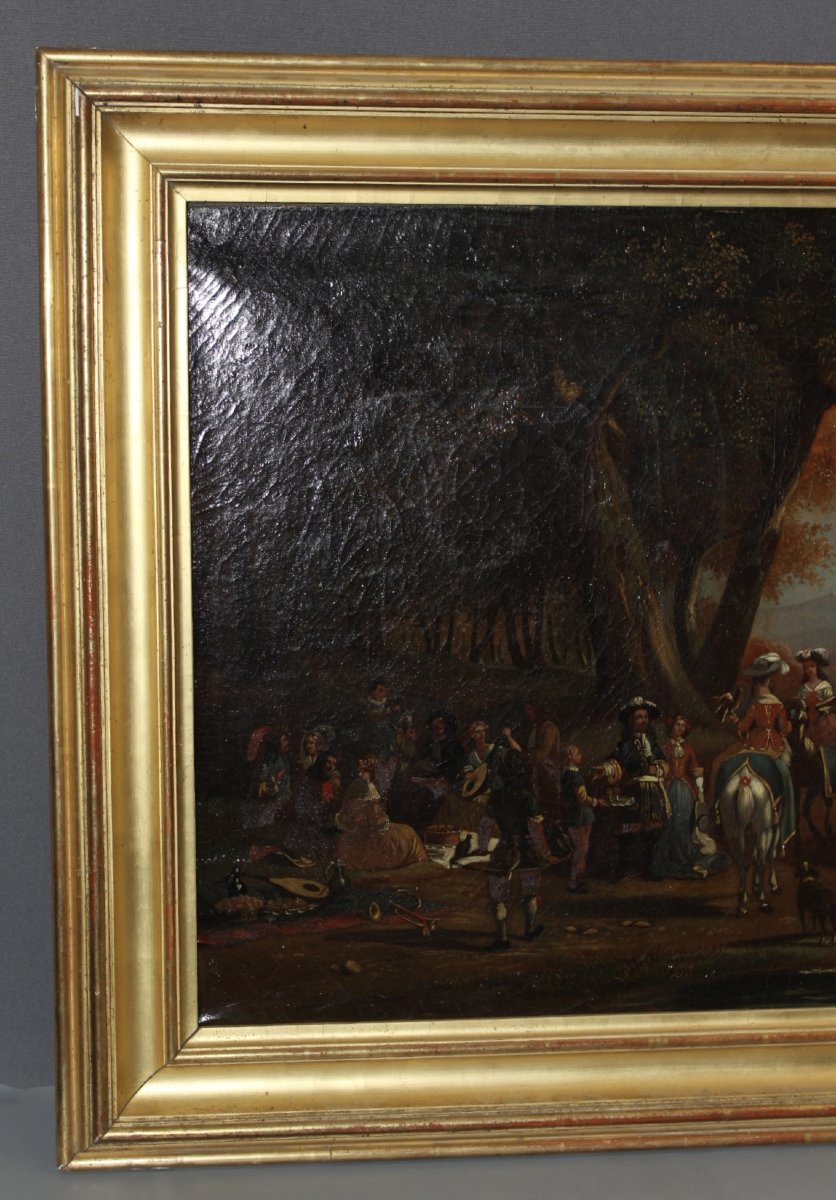 Huile sur Toile " retour de Chasse aux Faucons " par Chevallier XIXe-photo-7