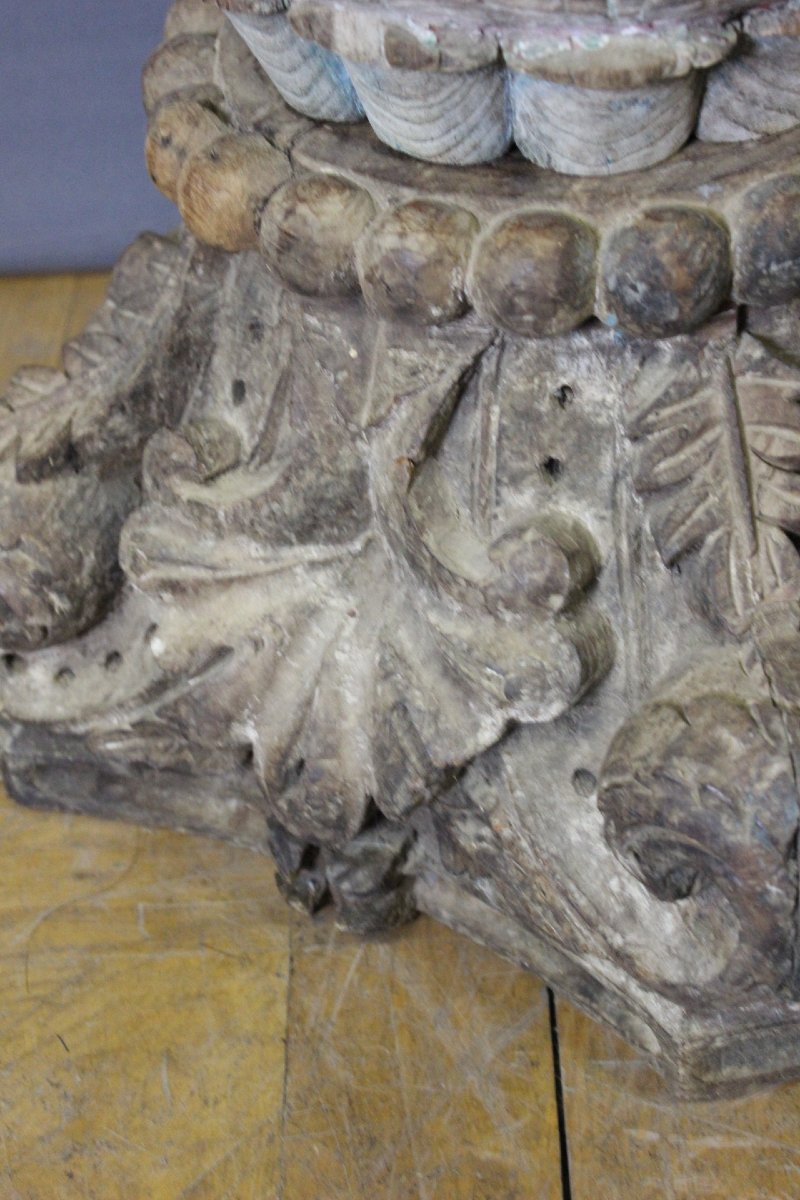 Paire de Colonnes en Bois Sculpté , 173 CM , XIX-photo-6
