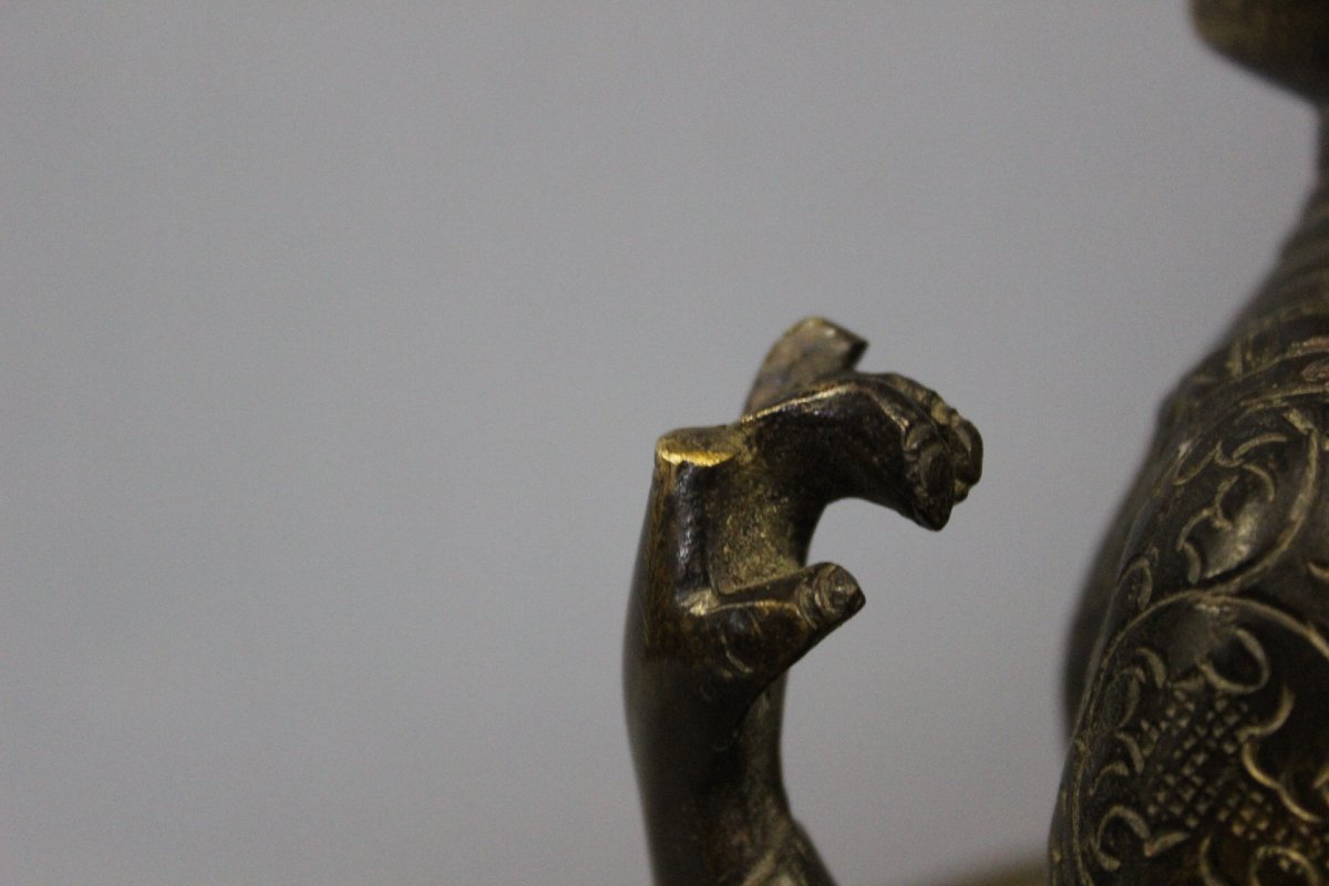 Bouddha Amoghasiddhi en Bronze , Népal , XIXe-photo-7