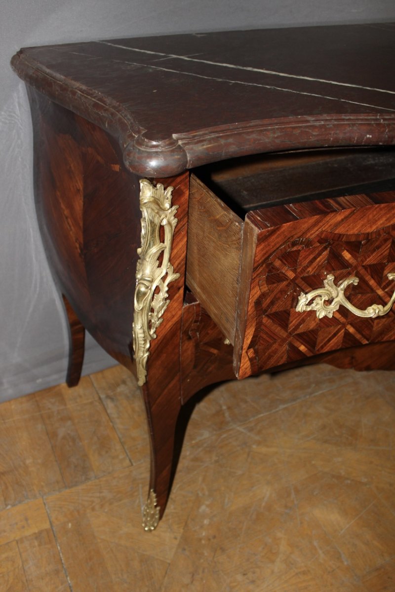 Commode Louis XV en Marqueterie de Palissandre , Début XIXe-photo-1