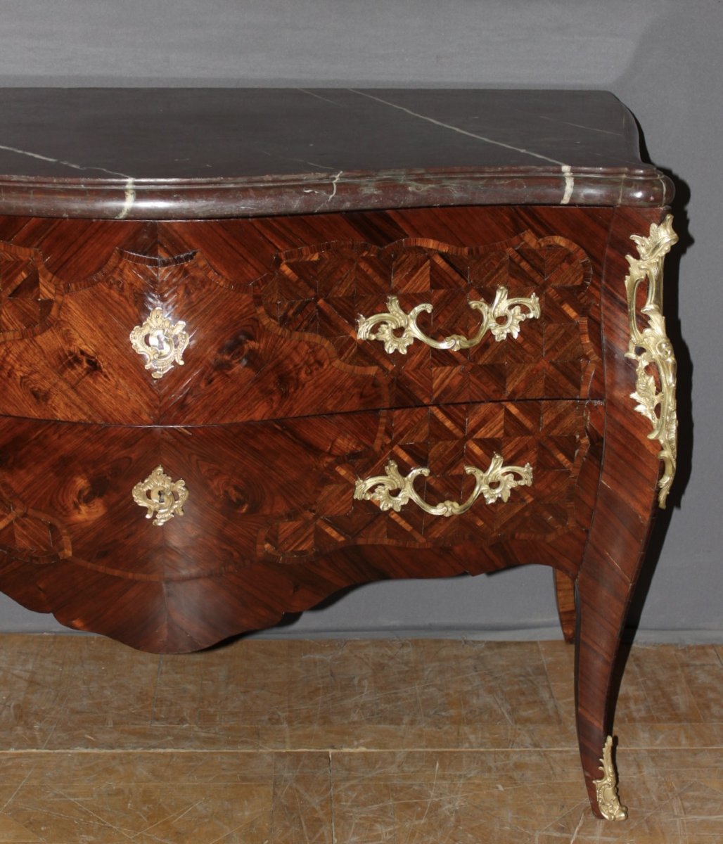 Commode Louis XV en Marqueterie de Palissandre , Début XIXe-photo-5