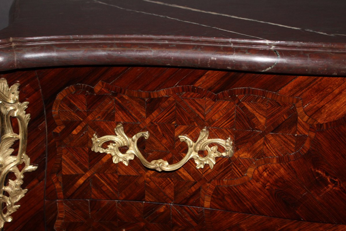 Commode Louis XV en Marqueterie de Palissandre , Début XIXe-photo-6
